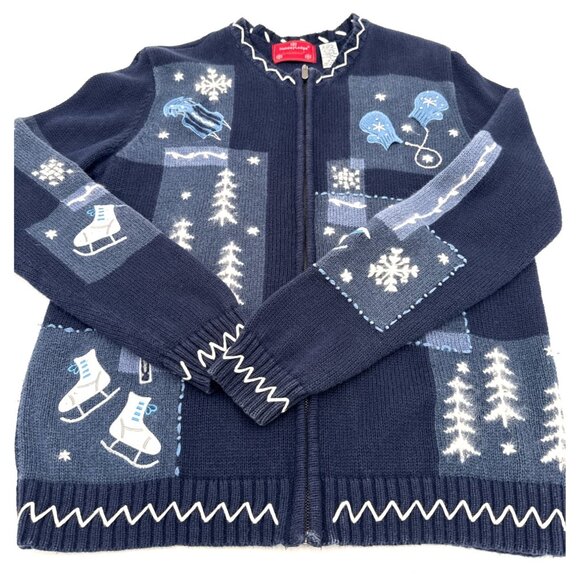 Holiday Lodge North Crest Women’s Full Zip Sweater Cardigan Ski Lodge Sz S 6/8 - Picture 7 of 14